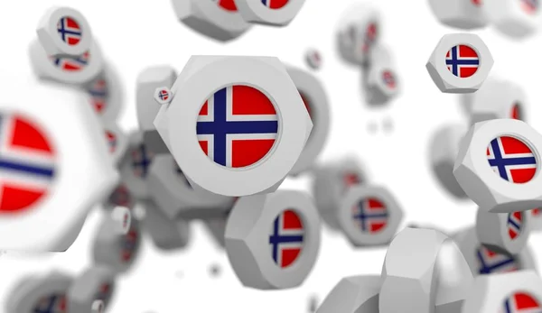 Grupo de levitación de frutos secos con bandera de Noruega — Foto de Stock
