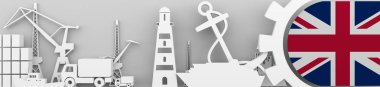 İngiltere bayrak ile kargo bağlantı noktası göreli Icons set