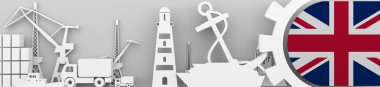 İngiltere bayrak ile kargo bağlantı noktası göreli Icons set
