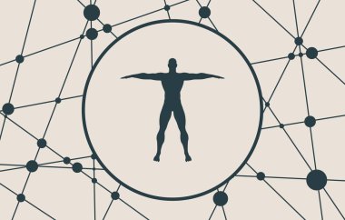 Molekül ve iletişim arka plan. Vektör çizim.