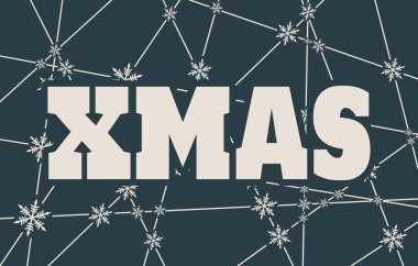 Kar taneleri zemin üzerinde Xmas metin