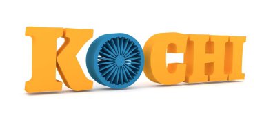 Kochi şehir adını bayrak renkleri ile harf O tarz