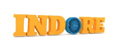 Indore şehir adını bayrak renkleri ile harf O tarz