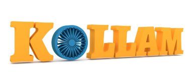 KOLLAM şehir adını bayrak renkleri ile harf O tarz