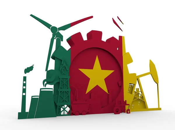 Энергетические и энергетические иконки с флагом Камеруна — стоковое фото