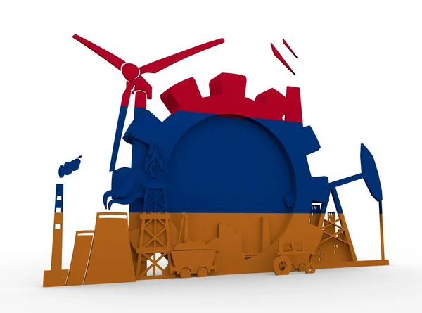 Ícones de energia e energia configurados com bandeira da Armênia — Fotografia de Stock