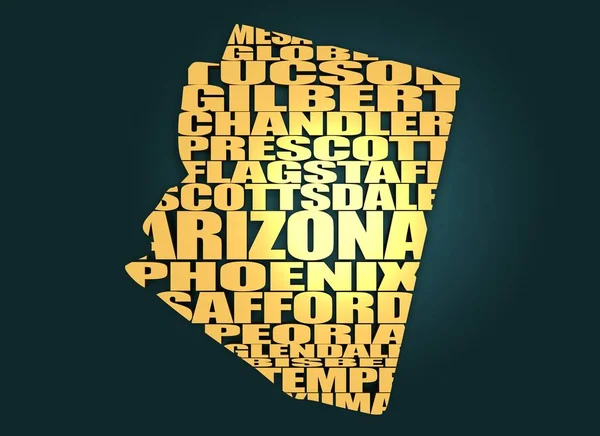 Słowo cloud Mapa stanu Arizona — Zdjęcie stockowe