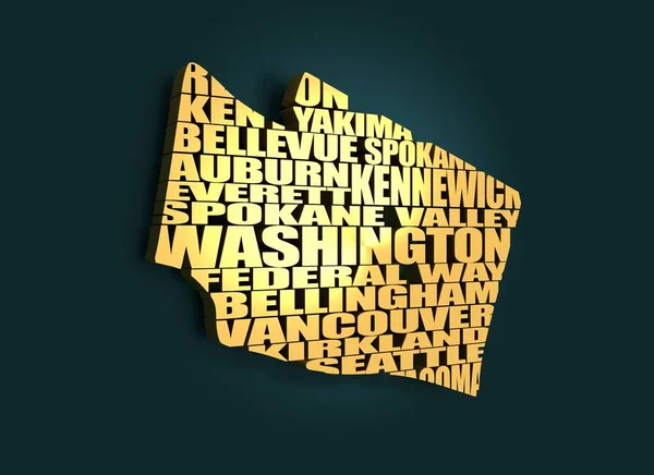 Карта штата Вашингтон в облаке слов — стоковое фото