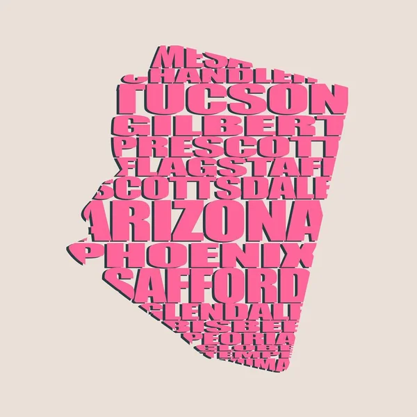 Slovo cloud mapa státu Arizona — Stockový vektor