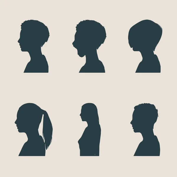 Siluety sbírka ženské hlavy — Stockový vektor