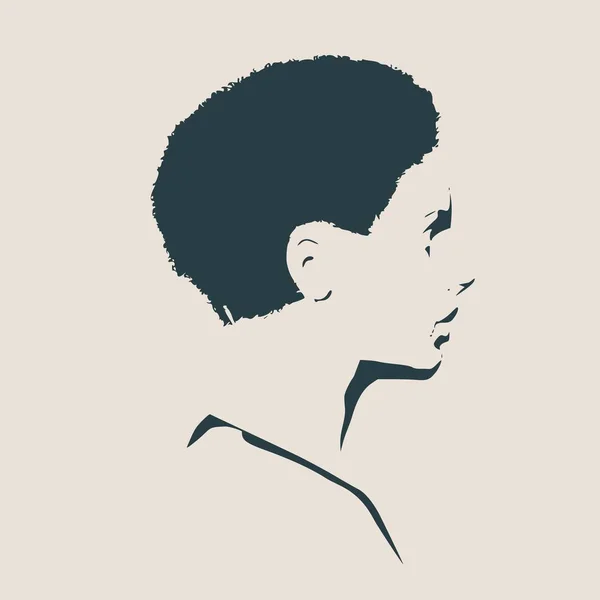 Silueta de una cabeza femenina. Vista del perfil facial . — Vector de stock