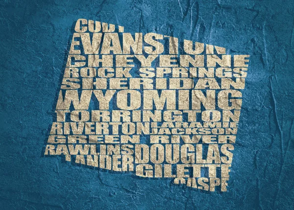 Word cloud map of Wyoming state — Stock Photo, Image