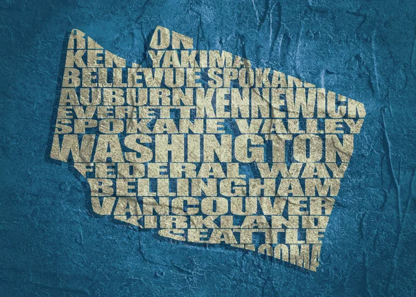 Word cloud map of Washington state — Stock Photo, Image