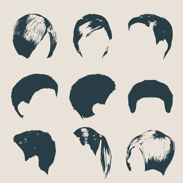 Kvinnor moderna mode salong frisyrer och trendig frisyr — Stock vektor