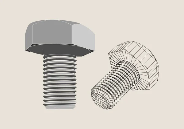 Parafuso estilo wireframe abstrato —  Vetores de Stock