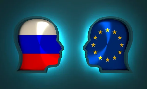 Politic and economic relationship between Russia and Europe — Stock Photo, Image