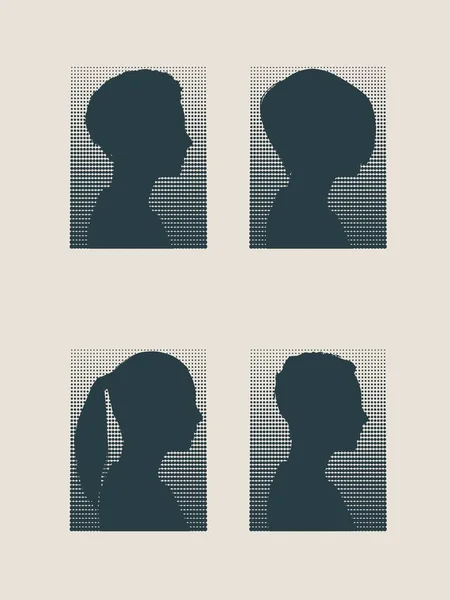 Silhouetten-Sammlung eines weiblichen Kopfes — Stockvektor