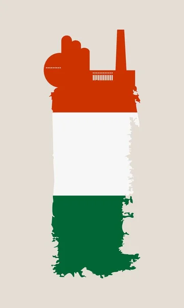Geïsoleerd fabriek pictogram en grunge brush. Vlag van Hongarije — Stockvector