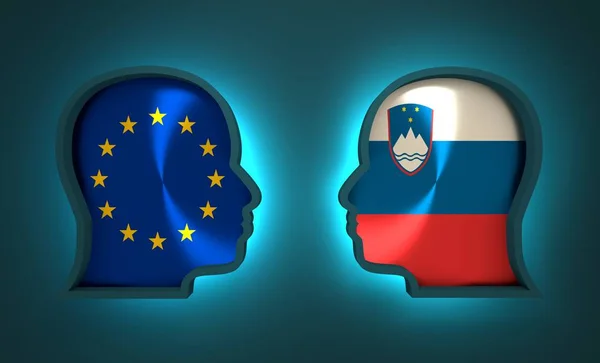 Politic and economic relationship between European Union and Slovenia — Stock Photo, Image