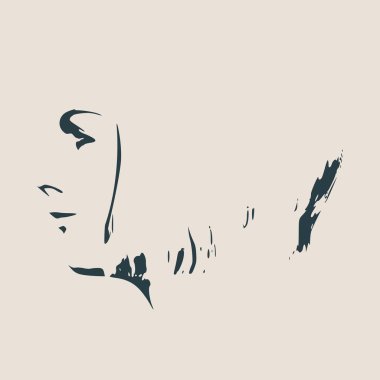 Bir kadın baş silüeti. Yüz profil görünümü.