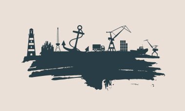 Kargo bağlantı noktası göreli Icons set.