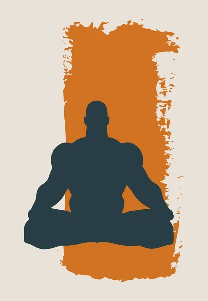 Muscular man meditation. — Stock Vector