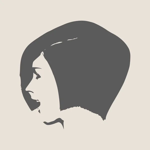 Silhouette eines weiblichen Kopfes. Ansicht des Gesichtsprofils. — Stockvektor