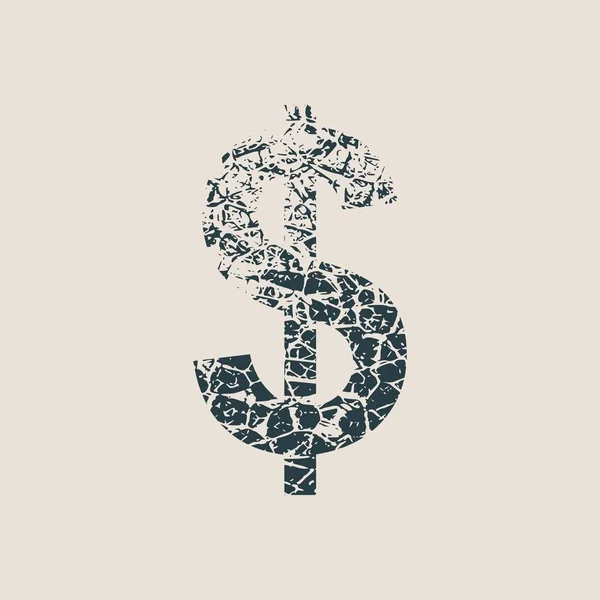 Doları sembolü. Grunge stil ikonu. — Stok Vektör