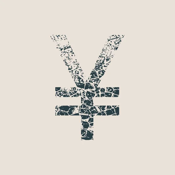 Yen-Symbol. Grunge-Stilikone. — Stockvektor