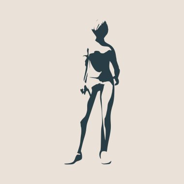Seksi kadın siluet spor aşınmaya