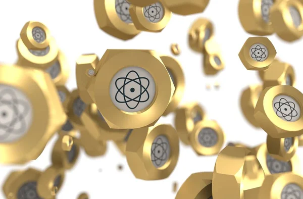 Grupy lewitacje NUTS ikoną atom — Zdjęcie stockowe