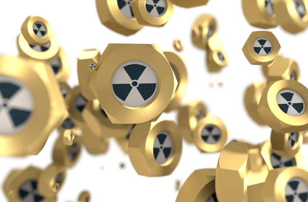 Ořechy levitace skupina ikonou jaderné nebezpečí — Stock fotografie