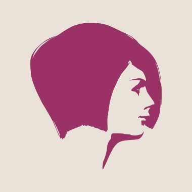 Bir kadın baş silüeti. Yüz profil görünümü.