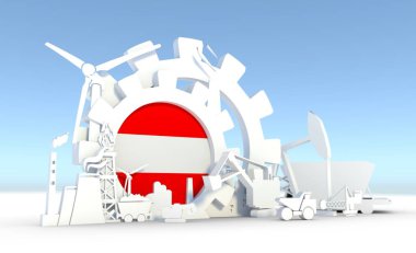 Avusturya bayrağı ile enerji ve güç Icons set