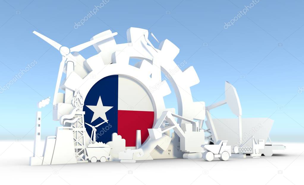 Energy and Power icons set with Texas flag