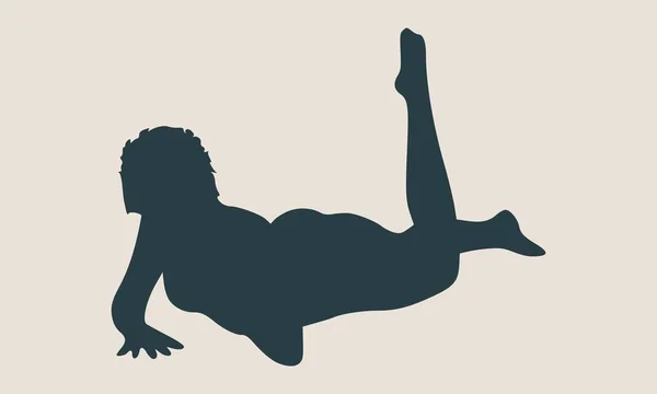 Mujer acostada en el suelo aislada sobre un fondo blanco — Vector de stock