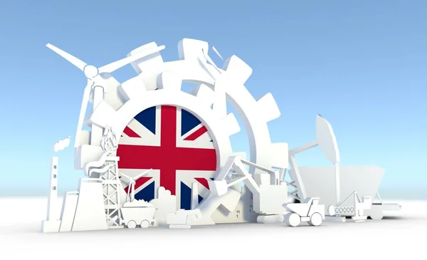 Energy and Power icons set with Britain flag — Stock Photo, Image