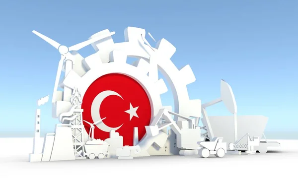 能源和电力的图标设置与土耳其国旗 — 图库照片