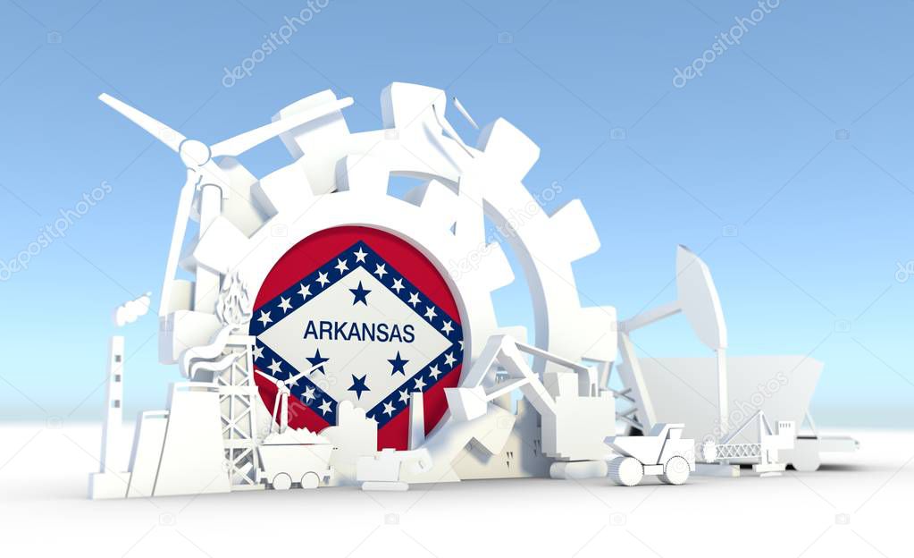 Energy and Power icons set with Arkansas flag