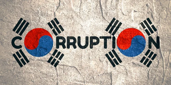 Corruption word and Korean flag elements — Stock Photo, Image