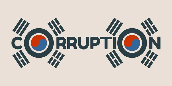 Mot de corruption et éléments du drapeau coréen — Image vectorielle