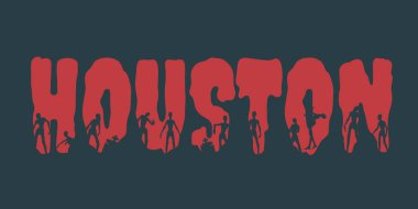 Houston şehir adı ve onlara siluetleri