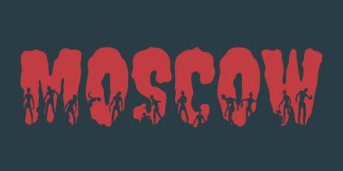 Moskova şehir adı ve onlara siluetleri