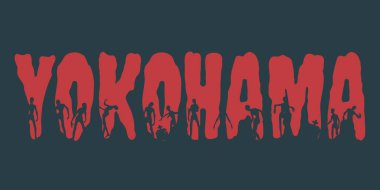 Yokohama şehir adı ve onlara siluetleri