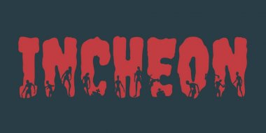 Incheon şehir adı ve onlara siluetleri