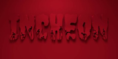 Incheon şehir adı ve onlara siluetleri