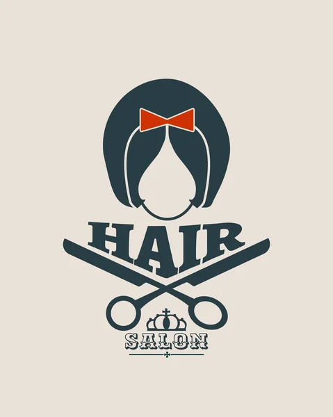 Sílhueta de vetor de um cabelo de estilo retro de menina. emblema de salão de beleza — Vetor de Stock