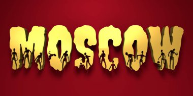 Moskova şehir adı ve onlara siluetleri