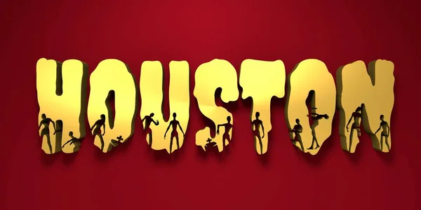 Název města Houston a siluety na ně — Stock fotografie