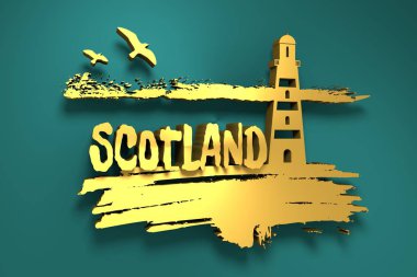 Fırça konturu sahil deniz feneri